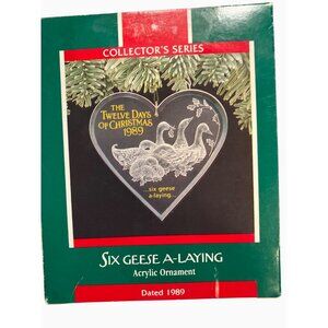 Hallmark Keepsake Ornament 1989 Six Geese A-Laying Acrylic Heart-Shaped
